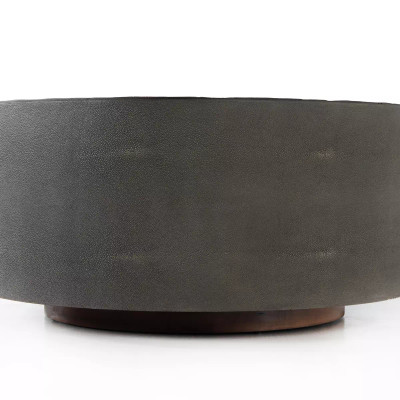 Four Hands Crosby Round Coffee Table - Charcoal Shagreen