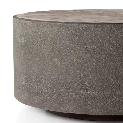 Four Hands Crosby Round Coffee Table - Charcoal Shagreen