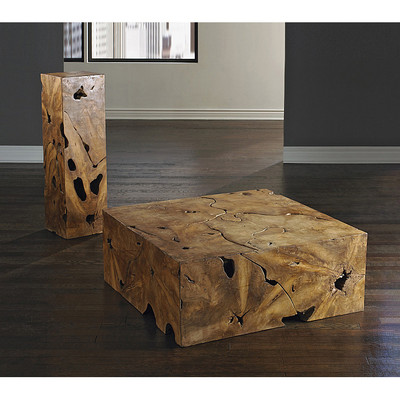 Phillips Collection Teak Slice Coffee Table, Square