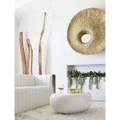 Phillips Collection River Stone Coffee Table, Gel Coat White, LG