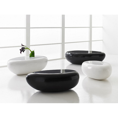 Phillips Collection River Stone Coffee Table, Gel Coat Black, LG