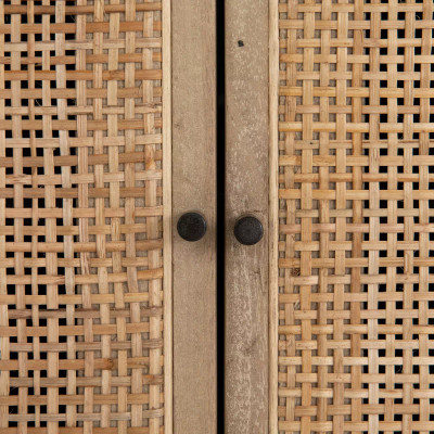 Four Hands Carmel Sideboard - Black Wash W/ Natural Cane