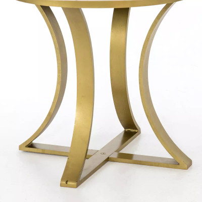 Four Hands Gage Dining Table - Polished White Marble W/ Antique Brass - 48"
