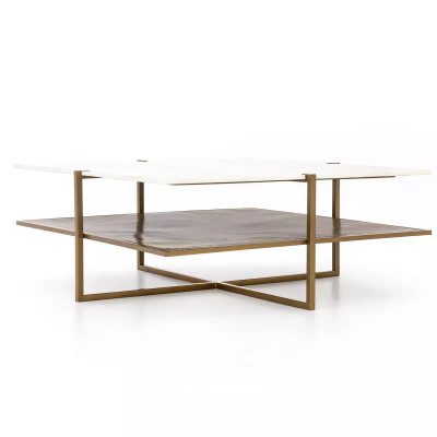 Four Hands Olivia Square Coffee Table - Antique Brass