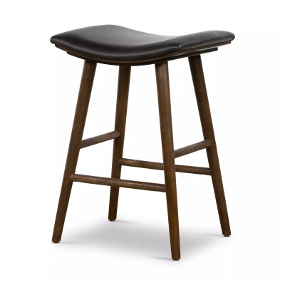 Four Hands Union Counter Stool - Distressed Black - Warm Parawood