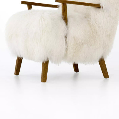 Four Hands Ashland Armchair - Drifted Oak - Mongolia Cream Fur