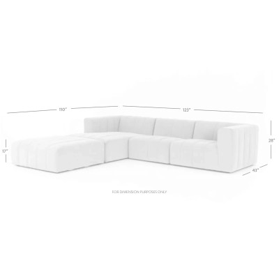 Four Hands Langham Channeled 3 - Piece Sectional - Left Chaise W/ Ottoman - Napa Sandstone