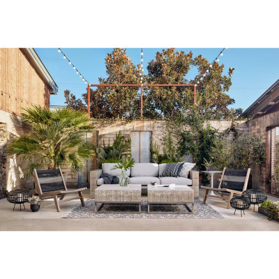 Four Hands Leroy Outdoor Sofa, Washed Brown - Stone Grey