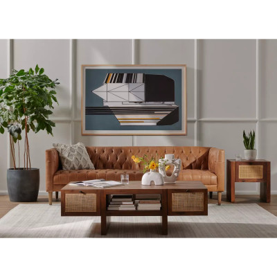 Four Hands Williams Leather Sofa - 90" - Natural Washed Camel