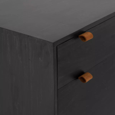 Four Hands Trey Desk System With Filing Cabinet - Black Wash Poplar