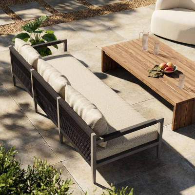 Four Hands Sherwood Outdoor Sofa, Weathered Grey - 93" - Faye Sand