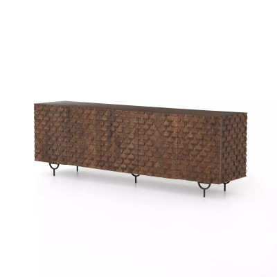 Four Hands Rio Media Console - Round Cut Antique Brown