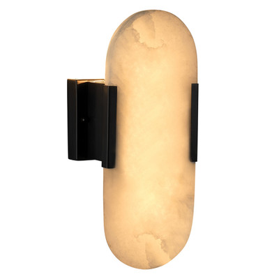 Jamie Young Delphi Wall Sconce - Oil Rubbed Bronze Metal & White Alabaster