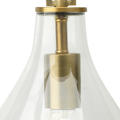 Jamie Young Tear Drop Hanging Wall Sconce - Clear Glass & Antique Brass Metal