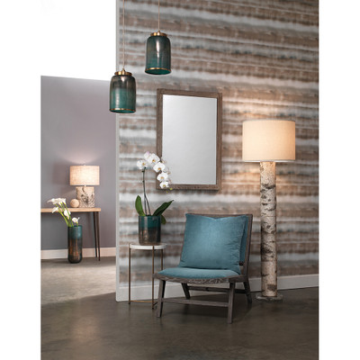 Jamie Young Vapor Pendant - Medium - Aqua Metallic Glass w/Antique Brass Hardware