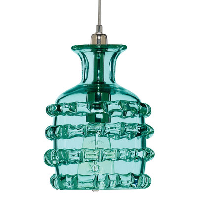 Jamie Young Ribbon Pendant - Small - Aqua Glass w/ Nickel Hardware