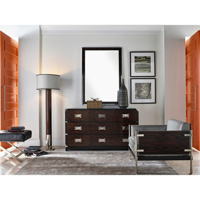 Jonathan Charles Campaign Large Campaign Style Dark Santos Rosewood Chest Of Six Drawers