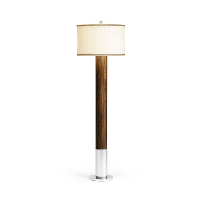 Jonathan Charles Campaign Circular Campaign Style Dark Santos Rosewood & White Stainless Steel Floor Lamp