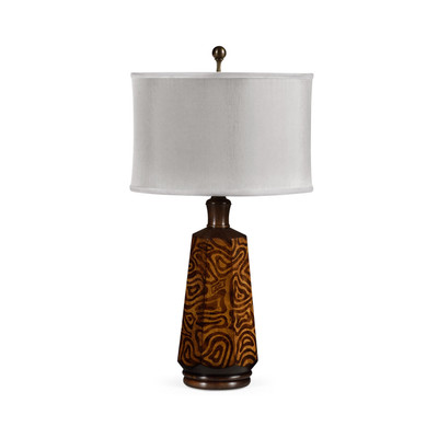 Jonathan Charles Cosmo Hexagonal Dijon Burl Table Lamp