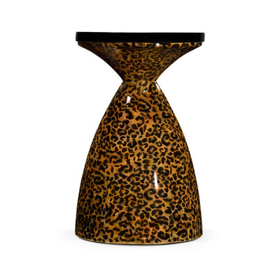 Jonathan Charles Eclectic Round Leopardskin & Black Wine Table