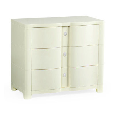 Jonathan Charles Eclectic Bowfront Ivory Bedside Chest Of Drawers