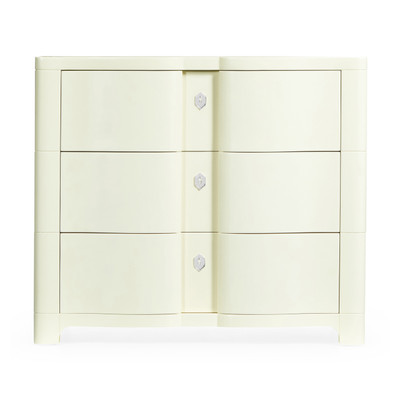 Jonathan Charles Eclectic Bowfront Ivory Bedside Chest Of Drawers