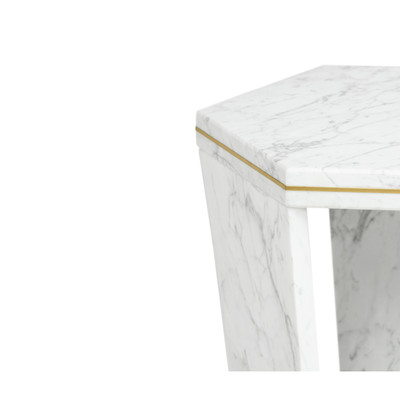 Jonathan Charles Fusion Hexagon White Calcutta Marble End Table