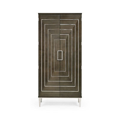 Jonathan Charles Gatsby Contemporary Art Deco Dark Grey Walnut & Stainless Steel Storage Cabinet