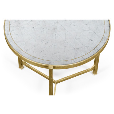 Jonathan Charles Luxe Large Églomisé & Gilded Iron Lamp Table