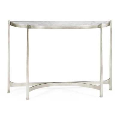 Jonathan Charles Luxe Large Églomisé & Silver Iron Demilune Console