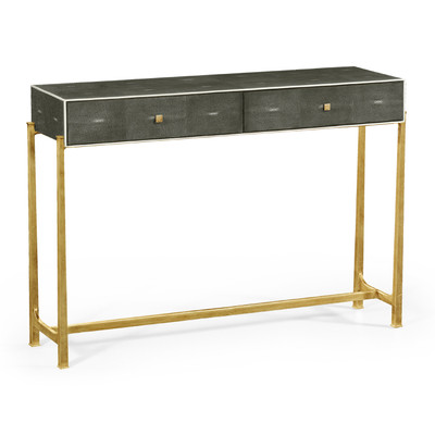 Jonathan Charles Luxe Anthracite Faux Shagreen & Gilded Console