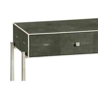 Jonathan Charles Luxe Faux Anthracite Shagreen & Silver Console