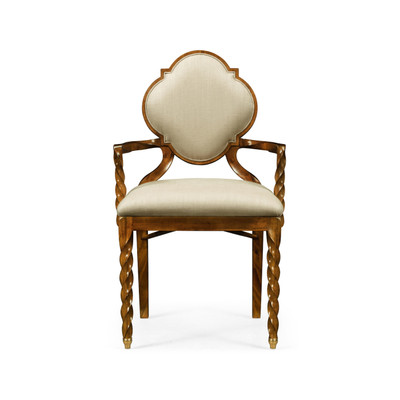 Jonathan Charles Twist Walnut Barleytwist Dining Armchair, Upholstered In Mazo