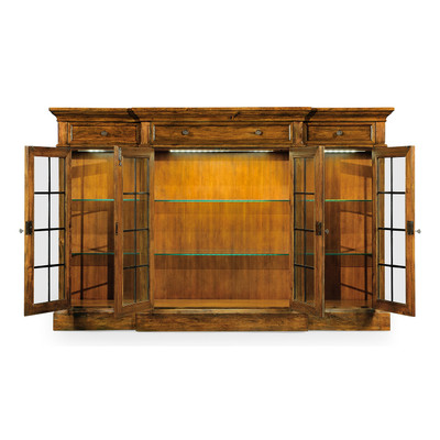 Jonathan Charles Casually Country Four Door China Display Cabinet In Country Walnut