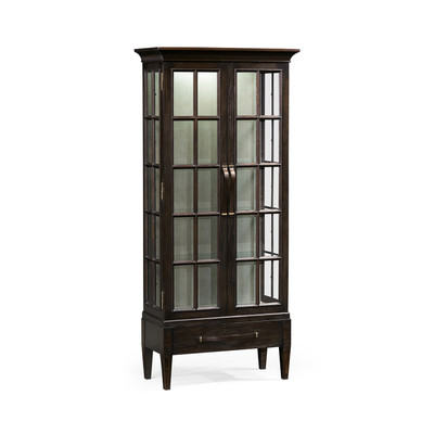 Jonathan Charles Casually Country Tall Dark Ale Plank Glazed Display Cabinet