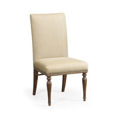 Jonathan Charles Cambridge Square Back Bleached Crotch Walnut Dining Side Chair, Upholstered In Mazo