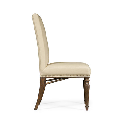 Jonathan Charles Cambridge Square Back Bleached Crotch Walnut Dining Side Chair, Upholstered In Mazo