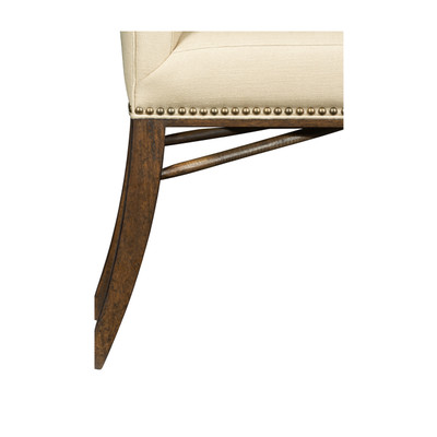 Jonathan Charles Cambridge Square Back Bleached Crotch Walnut Dining Side Chair, Upholstered In Mazo