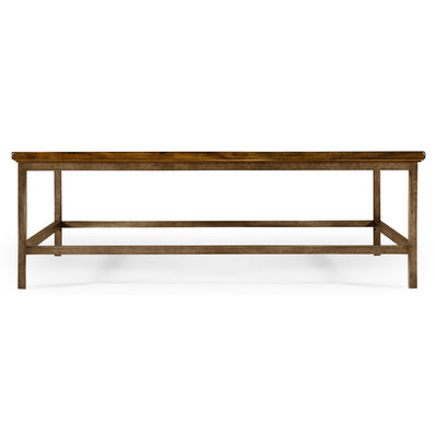 Jonathan Charles Casually Country Country Walnut Square Coffee Table With Iron Base