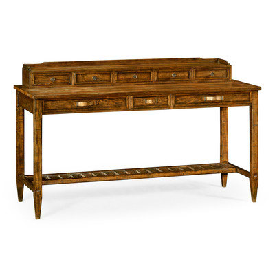 Jonathan Charles Casually Country Country Walnut Plank Buffet With Strap Handles