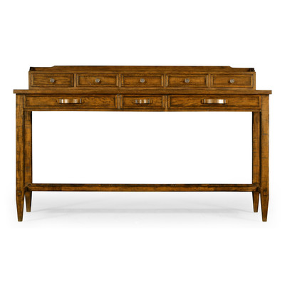 Jonathan Charles Casually Country Country Walnut Plank Buffet With Strap Handles