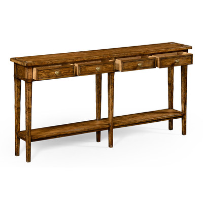 Jonathan Charles Casually Country Country Walnut Four Drawer Console