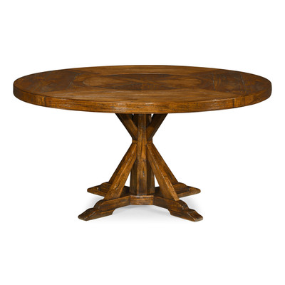 Jonathan Charles Casually Country 60" Country Walnut Round Dining Table With Inbuilt Lazy Susan