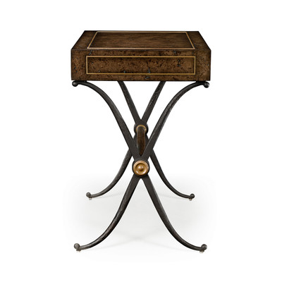 Jonathan Charles Anvil Hammered Iron Side Table With Drawer