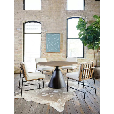 Four Hands Crete Dining Chair - Savile Flax W/ Brown Frame