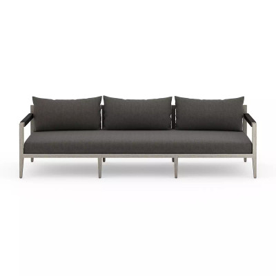 Four Hands Sherwood Outdoor Sofa, Weathered Grey - 93" - Charcoal