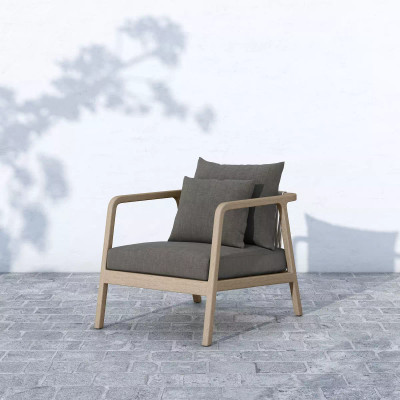 Four Hands Numa Outdoor Chair - Washed Brown - Charcoal (Closeout)