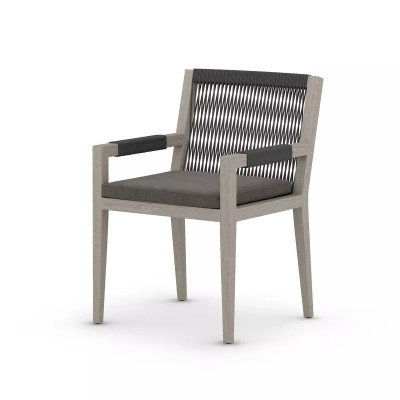 Four Hands Sherwood Outdoor Dining Armchair, Weathered Grey - Charcoal