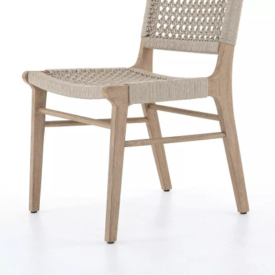 Four Hands Delmar Outdoor Dining Chair - Washed Brown - Ivory Rope
