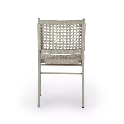 Four Hands Delmar Outdoor Dining Chair - Weathered Grey - Ivory Rope